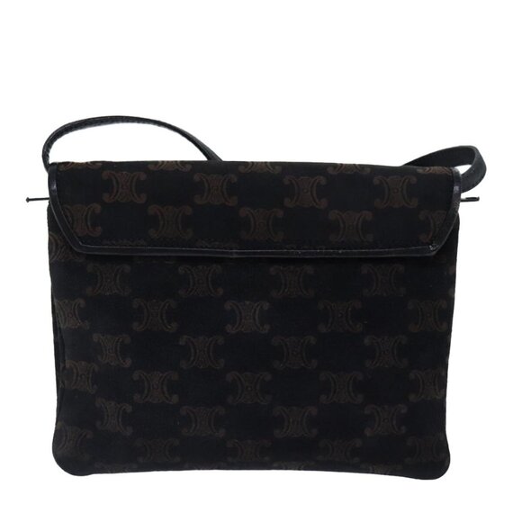 CELINE Macadam Canvas Shoulder Bag Gold Black Auth - Picture 10 of 16